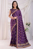 Dazzling Purple Bandhani Printed Silk Traditional Saree With Blouse