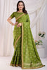 Enchanting Green Bandhani Printed Silk Mehendi Wear Saree With Blouse