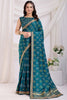 Alluring Teal Blue Bandhani Printed Silk Wedding Saree With Blouse