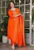 Shocking Orange Embroidered Viscose Event Wear Pant Suit