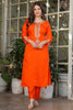 Shocking Orange Embroidered Viscose Event Wear Pant Suit