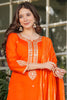 Shocking Orange Embroidered Viscose Event Wear Pant Suit
