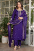 Fantastic Purple Embroidered Viscose Event Wear Pant Suit