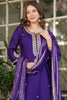 Fantastic Purple Embroidered Viscose Event Wear Pant Suit