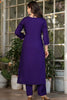 Fantastic Purple Embroidered Viscose Event Wear Pant Suit