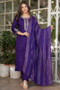 Fantastic Purple Embroidered Viscose Event Wear Pant Suit