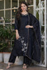 Lovable Black Embroidered Viscose Pant Suit With Dupatta