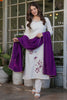 Alluring Off-White Embroidered Viscose Casual Wear Pant Suit