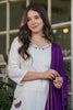 Alluring Off-White Embroidered Viscose Casual Wear Pant Suit