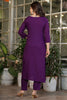 Interesting Wine Embroidered Viscose Festival Wear Pant Suit