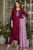 Lovely Maroon Sequins Rayon Casual Wear Pant Suit With Dupatta