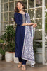 Spectacular Navy Blue Sequins Rayon Event Wear Pant Suit With Dupatta