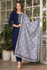 Spectacular Navy Blue Sequins Rayon Event Wear Pant Suit With Dupatta