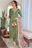 Beautiful Pista Green Embroidered Viscose Traditional Pant Suit