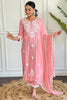 Fantastical Pink Embroidered Cotton Pant Suit With Dupatta