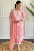 Fantastical Pink Embroidered Cotton Pant Suit With Dupatta