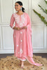 Fantastical Pink Embroidered Cotton Pant Suit With Dupatta