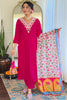 Surprising Pink Embroidered Rayon Festival Wear Pant Suit