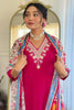 Surprising Pink Embroidered Rayon Festival Wear Pant Suit