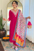 Surprising Pink Embroidered Rayon Festival Wear Pant Suit