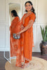 Shocking Orange Embroidered Viscose Traditional Pant Suit With Dupatta