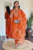 Shocking Orange Embroidered Viscose Traditional Pant Suit With Dupatta