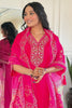 Adorable Pink Embroidered Viscose Function Wear Pant Suit With Dupatta