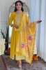 Stunning Mustard Yellow Bandhani Printed Silk Pant Suit With Dupatta