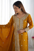 Beautiful Mustard Yellow Embroidered Chinon Designer Sharara Suit