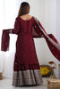 Flashy Maroon Sequins Chinon Festival Wear Sharara Suit With Dupatta