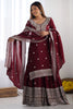 Flashy Maroon Sequins Chinon Festival Wear Sharara Suit With Dupatta