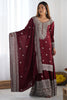 Flashy Maroon Sequins Chinon Festival Wear Sharara Suit With Dupatta