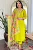 Lovable Lemon Green Viscose Pant Suit With Printed Dupatta