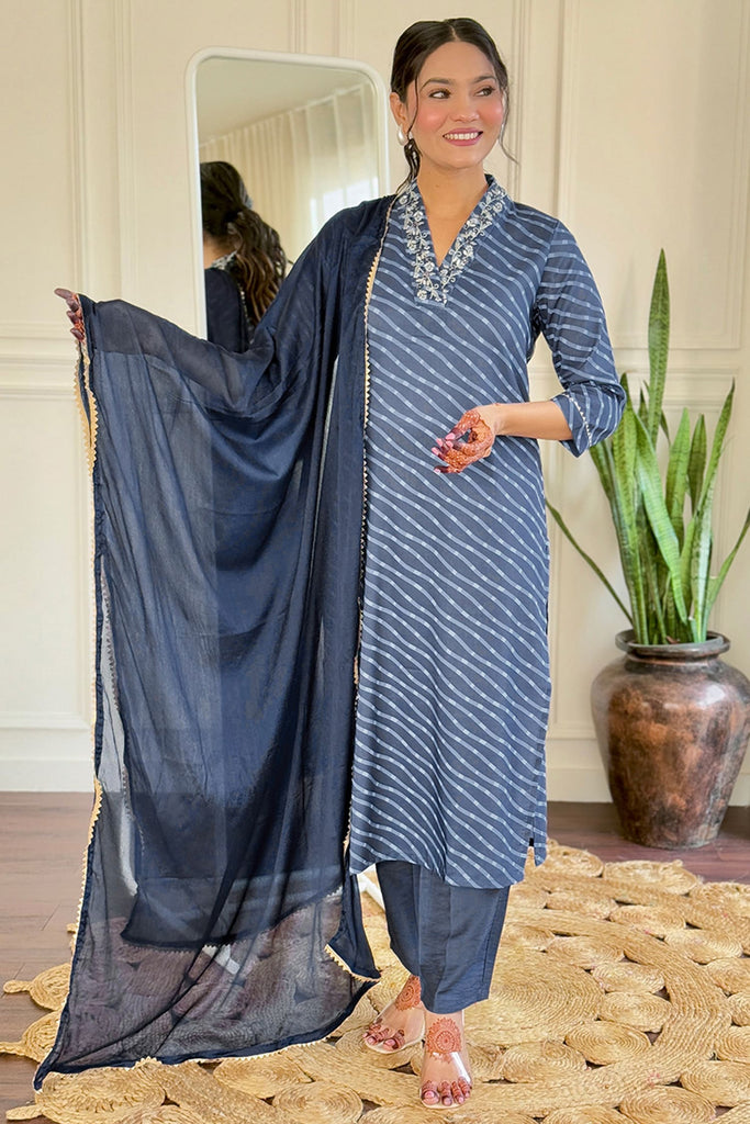 Ravishing Dusty Blue Printed Muslin Silk Event Wear Pant Suit