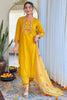 Surprising Yellow Floral Embroidered Silk Pant Suit With Dupatta