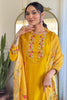 Surprising Yellow Floral Embroidered Silk Pant Suit With Dupatta