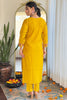 Surprising Yellow Floral Embroidered Silk Pant Suit With Dupatta