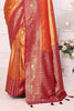 Wonderful Orange Zari Weaving Banarasi Silk Festival Wear Saree