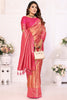 Alluring Pink Zari Weaving Banarasi Silk Saree With Blouse