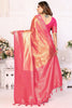 Alluring Pink Zari Weaving Banarasi Silk Saree With Blouse