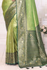 Lovely Green Zari Weaving Banarasi Silk Traditional Saree With Blouse