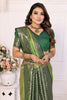 Lovely Green Zari Weaving Banarasi Silk Traditional Saree With Blouse