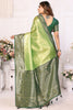 Lovely Green Zari Weaving Banarasi Silk Traditional Saree With Blouse