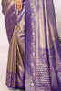 Bewitching Purple Zari Weaving Banarasi Silk Event Wear Saree