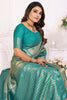 Dazzling Sea Green Zari Weaving Banarasi Silk Function Wear Saree