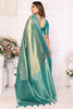 Dazzling Sea Green Zari Weaving Banarasi Silk Function Wear Saree