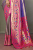 Ravishing Lavender Zari Weaving Banarasi Silk Saree With Blouse