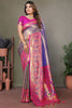 Ravishing Lavender Zari Weaving Banarasi Silk Saree With Blouse