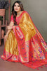 Beautiful Mustard Yellow Zari Weaving Banarasi Silk Paithani Saree