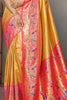 Beautiful Mustard Yellow Zari Weaving Banarasi Silk Paithani Saree